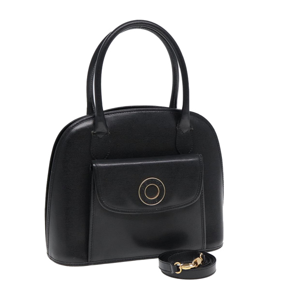 CELINE Hand Bag Leather 2way Black Gold Auth 85493 - Picture 1 of 16